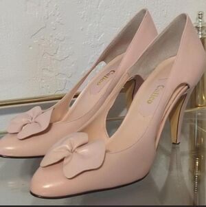 Womens Light Pastel Pink Coquette Bow Heels Pinup Rockabilly Prom Elle Woods